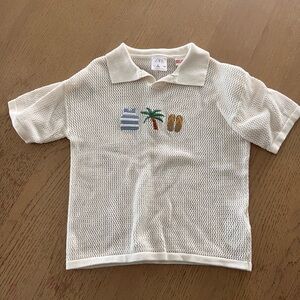 Zara knitted beach polo shirt size 5 embroidered vacation